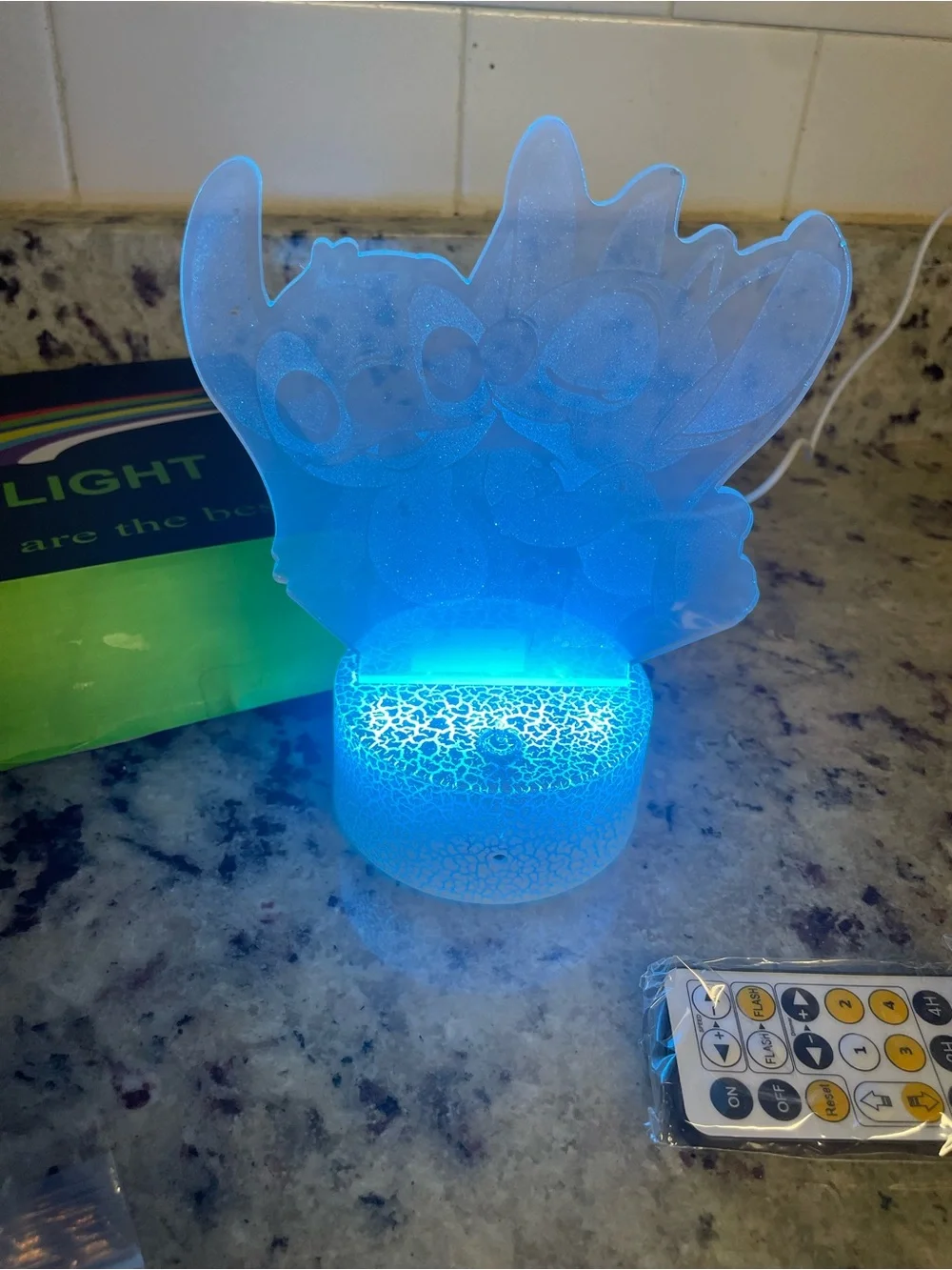 LILO & Stitch Love Kiss Blue LED Night Light for Parties - Cute Character Design